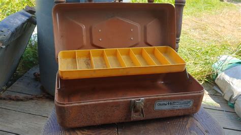 vintage old pal metal tackle box|old pal woodstream tackle box.